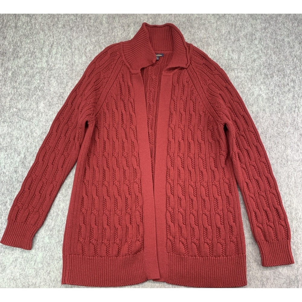 Brooks Brothers Womens XL Red Cable Knit Sweater 100% WOOL Made in ROMANIA
